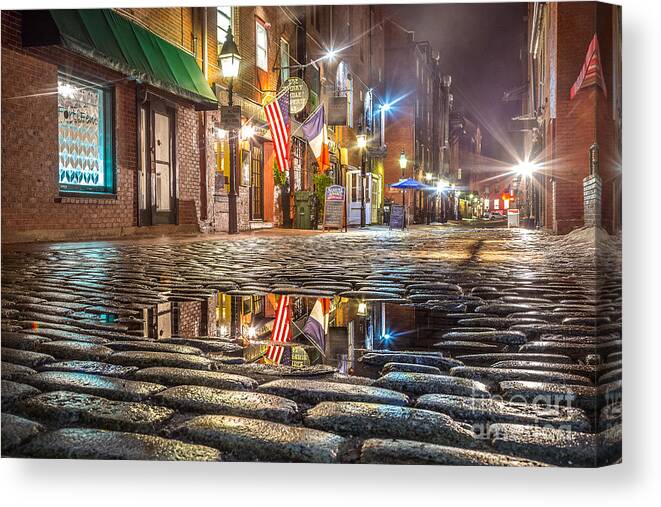 Alley Canvas Print featuring the photograph Wharf Street Puddle by Benjamin Williamson
