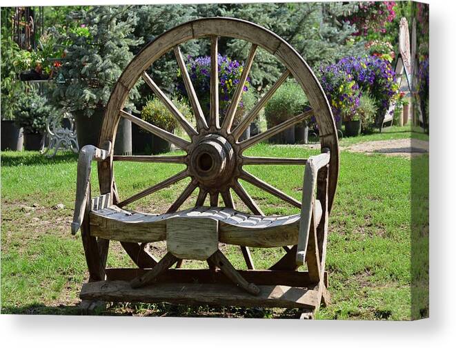 Bench Canvas Print featuring the photograph Wheel Bench by Kae Cheatham