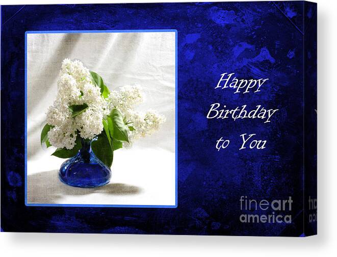 Message Canvas Print featuring the photograph White Lilacs on Blue by Randi Grace Nilsberg