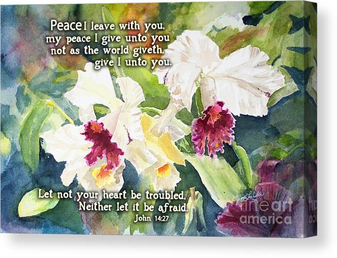 White Orchid Canvas Print featuring the painting White Orchid John 14 by Janis Lee Colon