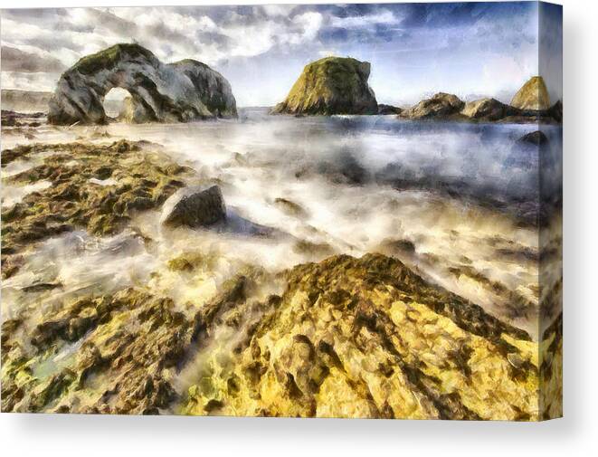 Ireland Canvas Print featuring the photograph White Park Bay Sea Arch by Nigel R Bell