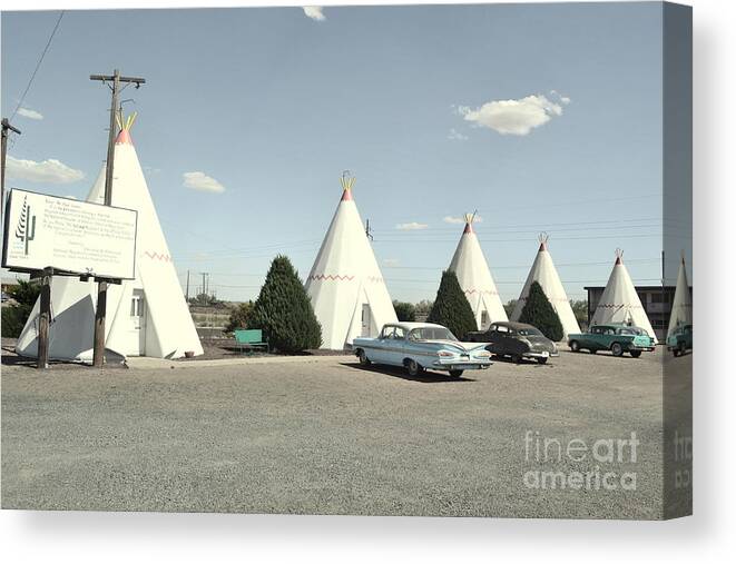 Route 66 Canvas Print featuring the photograph Wigwams in Arizona by Cat Rondeau