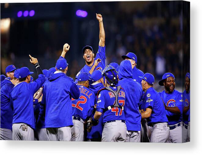 Playoffs Canvas Print featuring the photograph Wild Card Game - Chicago Cubs V by Jared Wickerham