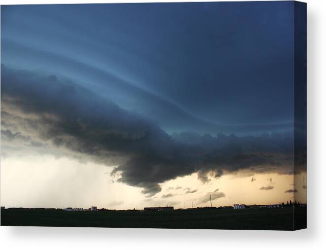Clouds Canvas Print featuring the photograph Wild Shelf Cloud by Ryan Crouse