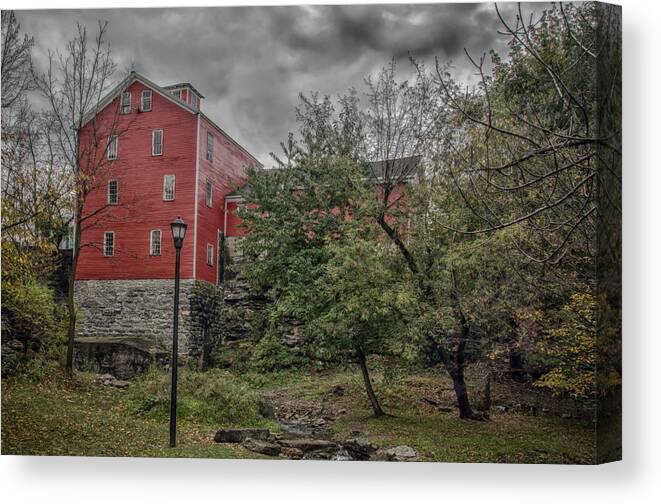 Buildings Canvas Print featuring the photograph Williamsville Water Mill 7D08149hdr by Guy Whiteley