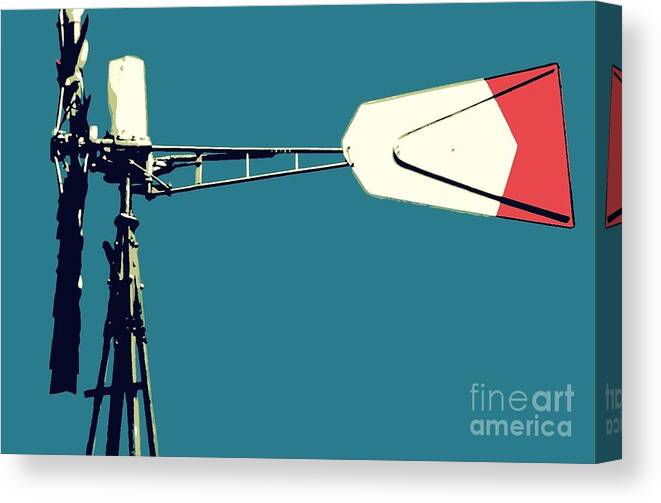 Blue Canvas Print featuring the digital art Windmill 2 by Valerie Reeves