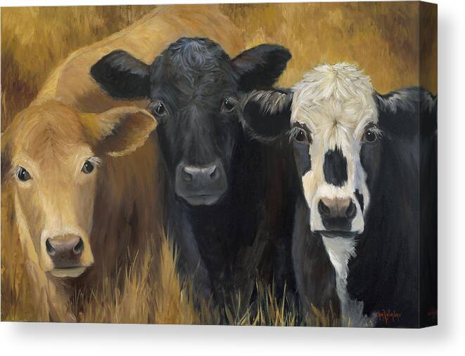 Cow Print Canvas Print featuring the painting Winken Blinken And Nod by Cheri Wollenberg