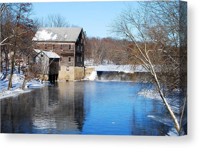 Jaeger Rye Mill Canvas Print featuring the photograph Winter Capture Of The Old Jaeger Rye Mill by Janice Adomeit