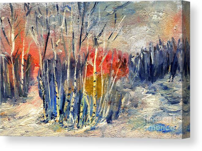 Winter Canvas Print featuring the painting Winter colors by Daliana Pacuraru