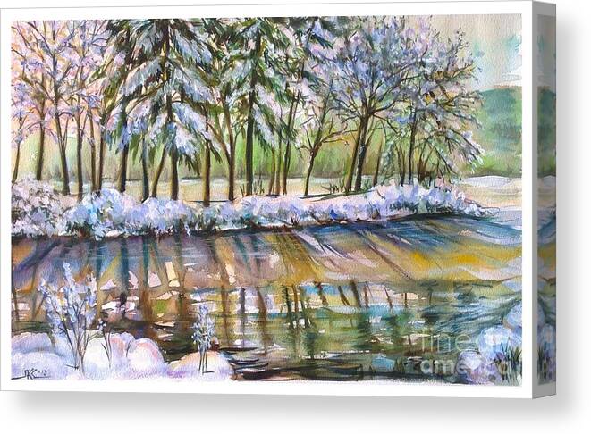 Nature Canvas Print featuring the painting Winter Fairy Tale by Katerina Kovatcheva