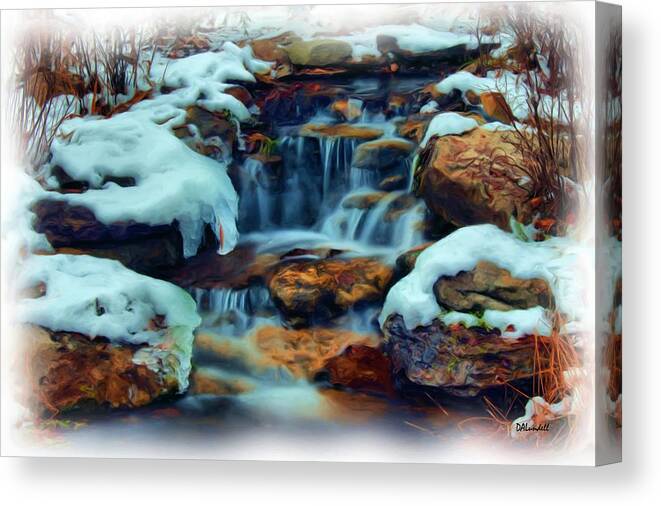Ice Canvas Print featuring the digital art Winter Falls by Dennis Lundell