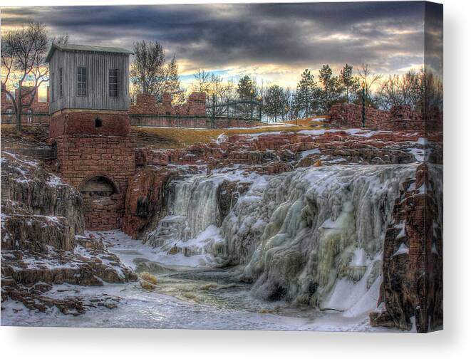 Sioux Falls Canvas Print featuring the photograph Winter Falls by Frank Thuringer