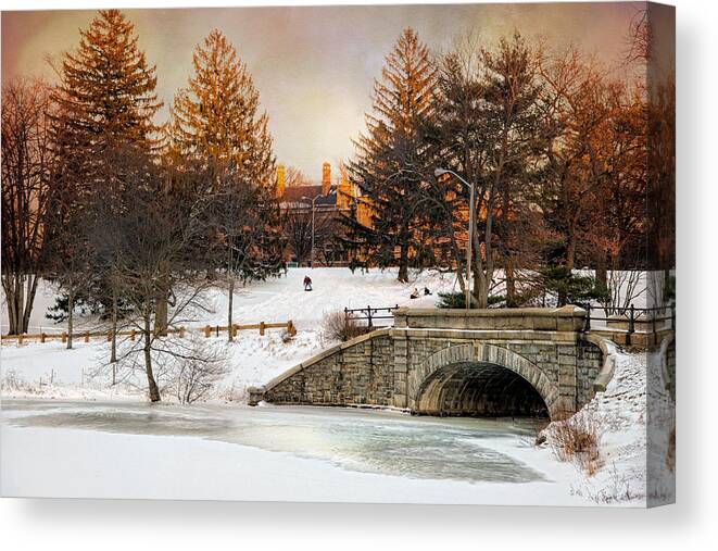 Bridge Canvas Print featuring the photograph Winter Fun by Robin-Lee Vieira