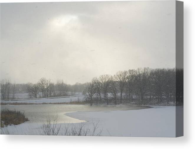 Scenic Canvas Print featuring the photograph Winter Lake and Forest by Lynn Hansen