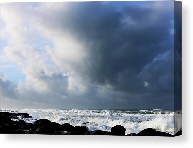 Winter Canvas Print featuring the photograph Winter Sea Sky Drama by Jeanette French