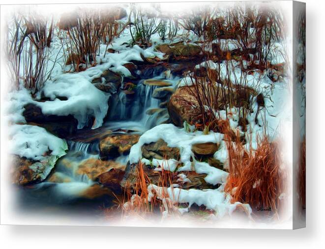 Ice Canvas Print featuring the digital art Winter Stream by Dennis Lundell