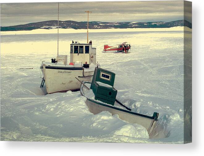 Boat Canvas Print featuring the photograph Winter travel Labrador by Douglas Pike
