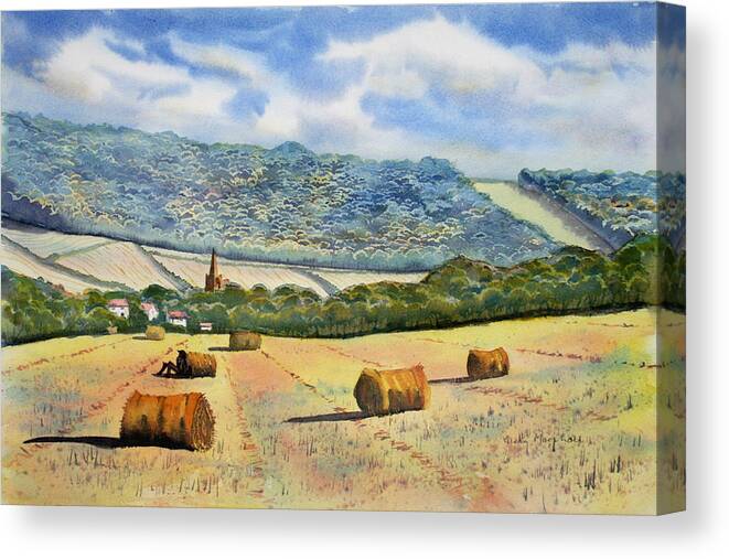 Landscape Canvas Print featuring the painting Winteringham from High Mowgate by Glenn Marshall