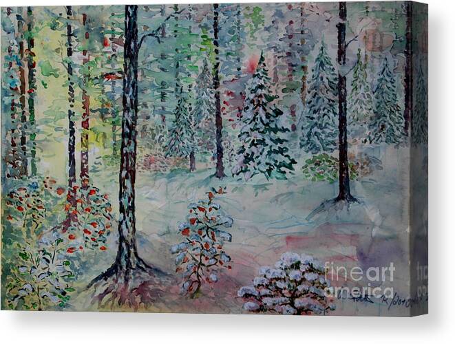 Watercolor Canvas Print featuring the painting Winters Wonderland by Almo M