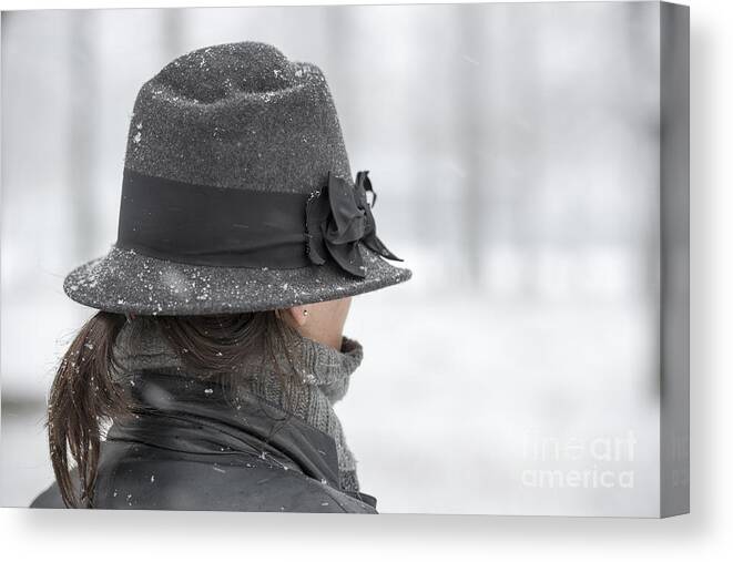 Woman Canvas Print featuring the photograph Woman with hat by Mats Silvan