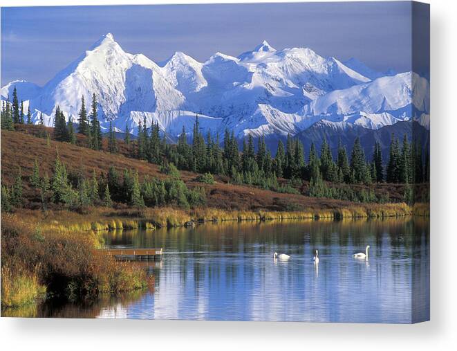 Alaska Range Canvas Print featuring the photograph Wonder Lake in the Fall by Arterra Picture Library