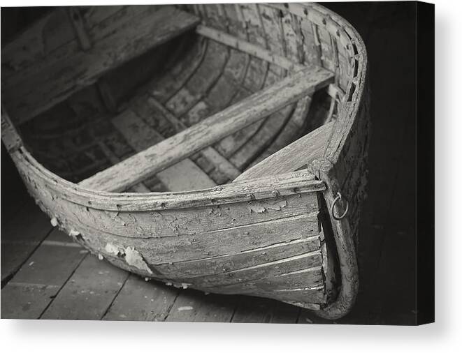 Boat Canvas Print featuring the photograph Wooden Boat Fading Away by Mary Lee Dereske