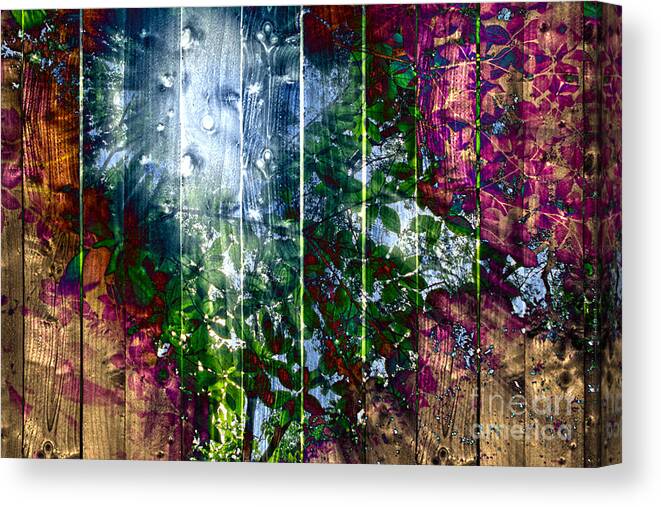 Wood Canvas Print featuring the photograph Wooden Planks and Sunlight Streaming Through Leaves I by Beverly Claire Kaiya