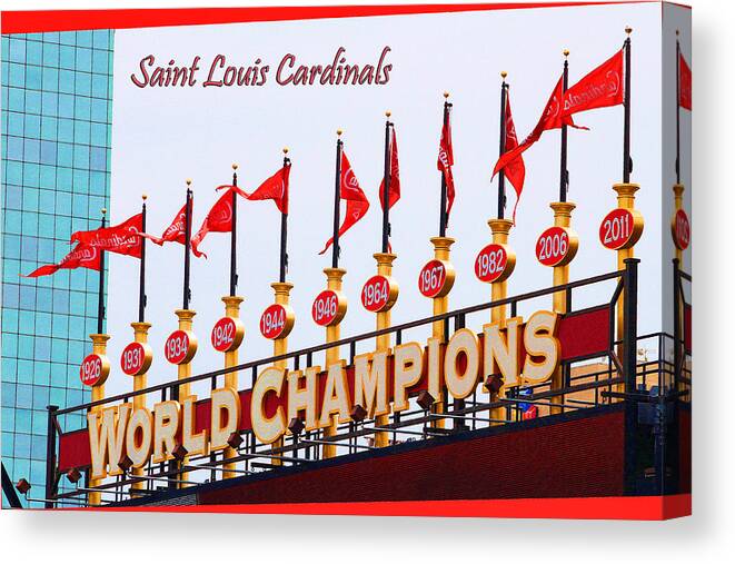 Baseball Canvas Print featuring the photograph World Champions Flags by John Freidenberg