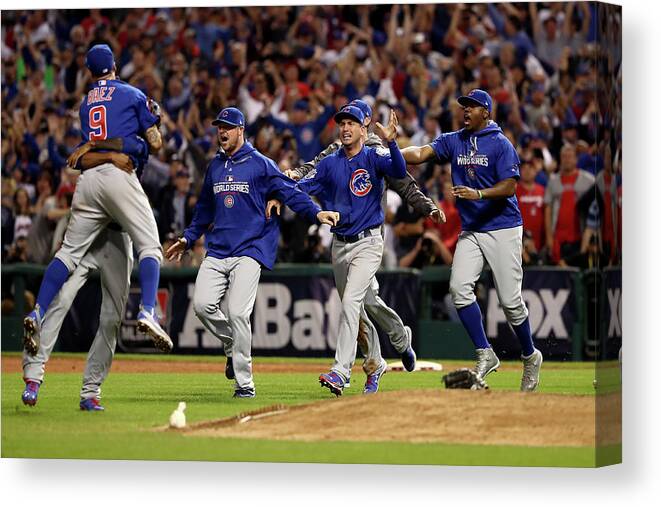 American League Baseball Canvas Print featuring the photograph World Series - Chicago Cubs V Cleveland by Elsa