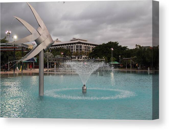 Cairns Canvas Print featuring the photograph Woven Fish Fountain. by Debbie Cundy