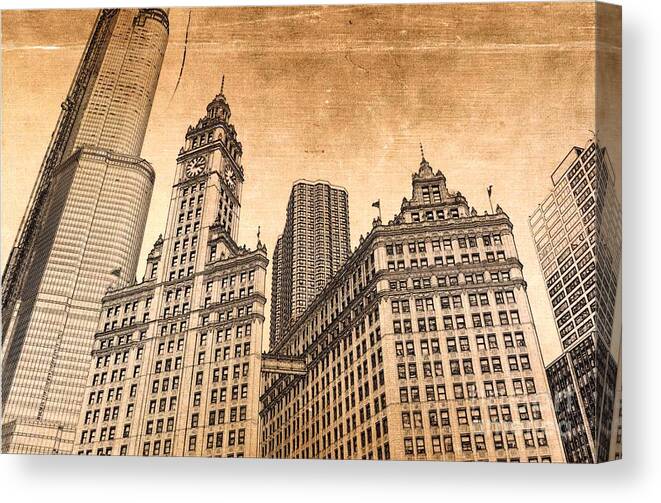 Wrigley Tower Canvas Print featuring the photograph Wrigley Tower Chicago by Dejan Jovanovic