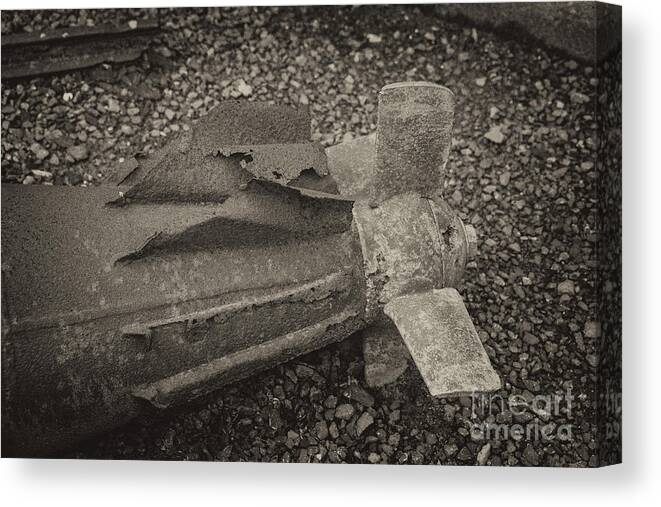 World Canvas Print featuring the photograph WW1 Bomb by Rob Hawkins