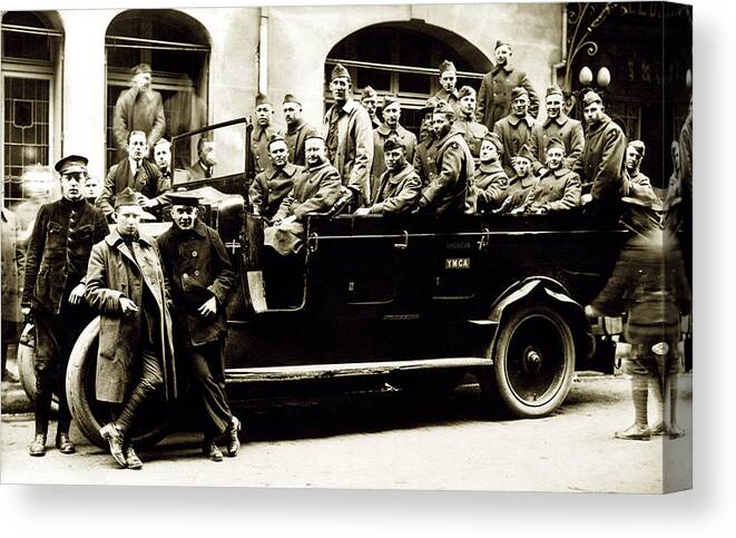 Wwi Canvas Print featuring the photograph WWI Touring Paris in 1919 by Historic Image