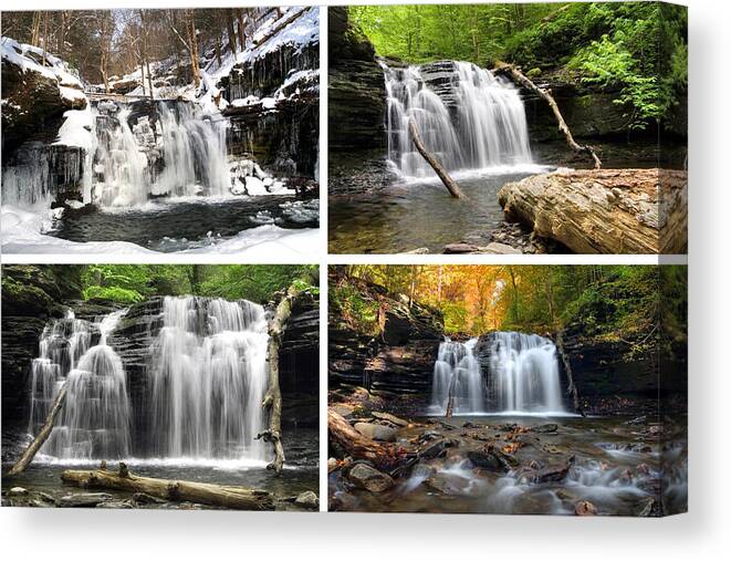 Autumn Canvas Print featuring the photograph Wyandot Falls In Every Season by Gene Walls