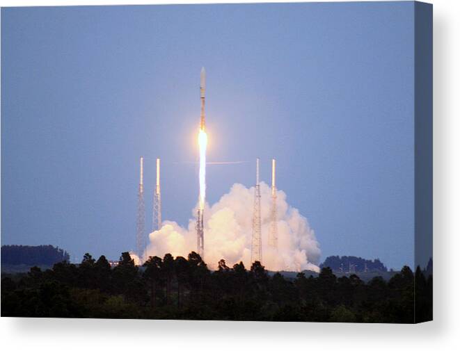 Astronomy Canvas Print featuring the photograph X-37b Orbital Test Vehicle Lifts Off by Science Source