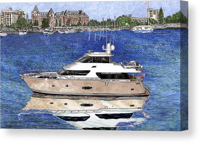 Yacht Art Canvas Print featuring the painting Yachting Victoria BC by Jack Pumphrey