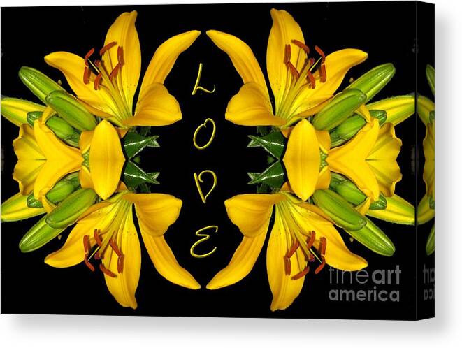 Daylily Canvas Print featuring the photograph Yellow Lilies With Love by Rose Santuci-Sofranko