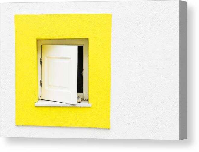 Ajar Canvas Print featuring the photograph Yellow window by Tom Gowanlock