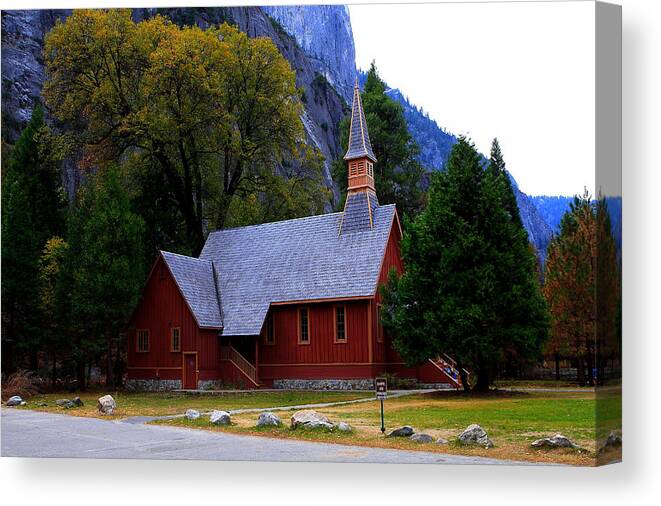 Chapel Canvas Print featuring the photograph Yosemite Fall Chapel by Duncan Selby