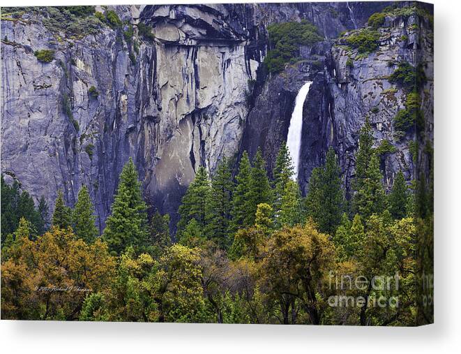 Horizontal Canvas Print featuring the photograph Yosemite Water Fall by Richard J Thompson 
