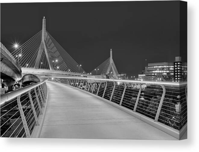 Boston Canvas Print featuring the photograph Zakim Bridge BW by Susan Candelario