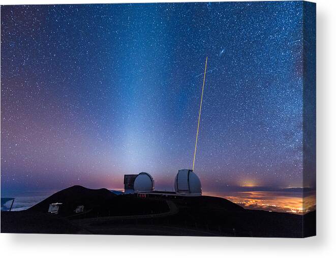 Big Island Canvas Print featuring the photograph Zodiacal Light Above Mauna Kea Observatory by Jason Chu