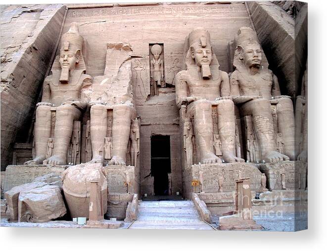 Egypt Canvas Print featuring the photograph temple of AbuSimbel by Luis and Paula Lopez