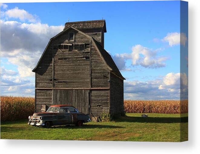Car Canvas Print featuring the photograph Vintage Cadillac and Barn by Lyle Hatch