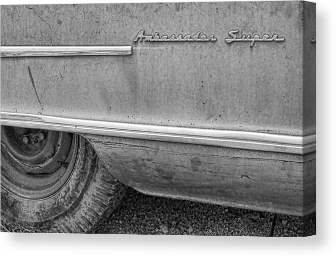 1951 Canvas Print featuring the photograph 1951 Nash Ambassador Side Logo by James BO Insogna