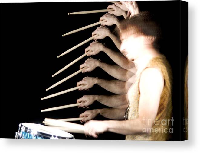 Stroboscopic Canvas Print featuring the Drummer #1 by Ted Kinsman