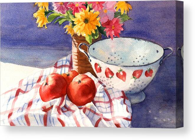 Tomatoes Canvas Print featuring the painting From the Farmstand #1 by Vikki Bouffard