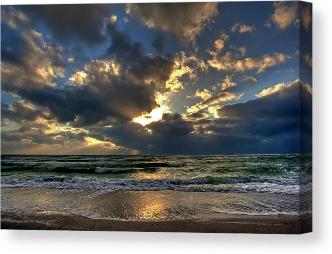 Ocean Canvas Print featuring the photograph Heavenly Rays #1 by Nick Shirghio