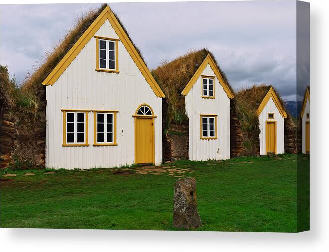 Iceland Canvas Print featuring the photograph Icelandic turf houses #2 by Ivan Slosar