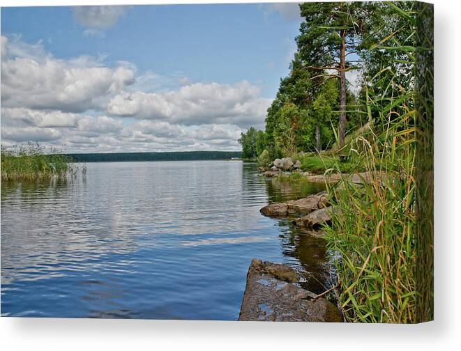 Autumn Canvas Print featuring the photograph Lake Seliger #1 by Michael Goyberg